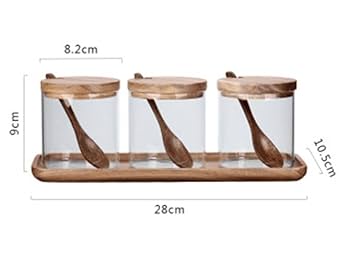 Amazon｜調味料入れ 3個組 塩・コショウ・砂糖入れ 木蓋・木台